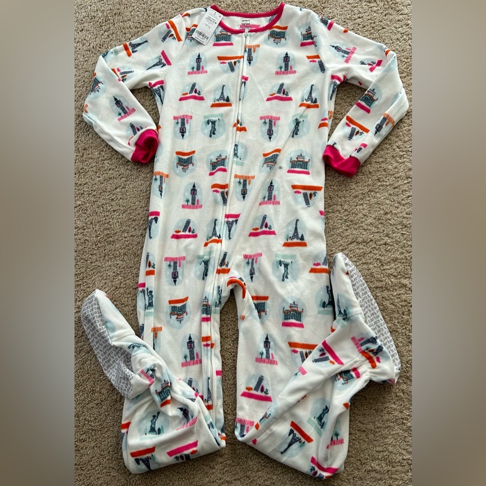 Carters one piece fleece Footie Pajama world wonders NWT 12 or 14